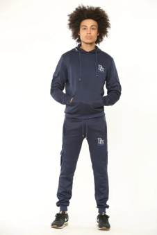 Navy Blue Men Polyester Tracksuit With front pocket on Hood