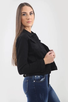 New Black Stretch Denim Jacket