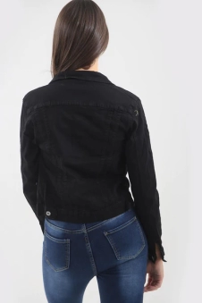 New Black Stretch Denim Jacket
