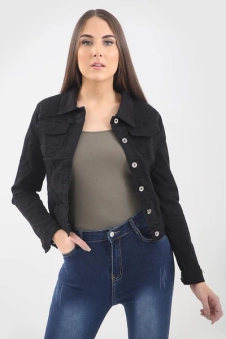 New Black Stretch Denim Jacket