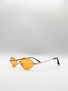 Orange Diamond Lense Metal Frame Sunglasses