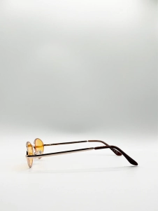 Orange Diamond Lense Metal Frame Sunglasses