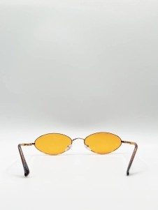 Orange Diamond Lense Metal Frame Sunglasses
