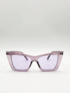 Oversized angular cateye sunglasses in Purple