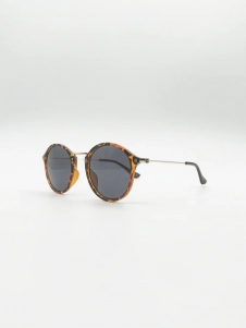 Oversized Round Sunglasses with Tortoiseshell Rim