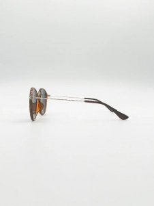 Oversized Round Sunglasses with Tortoiseshell Rim