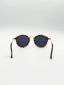 Oversized Round Sunglasses with Tortoiseshell Rim