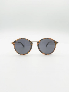 Oversized Round Sunglasses with Tortoiseshell Rim