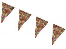 Paisley Print Bunting Flags Turquoise w/ Cream Lace