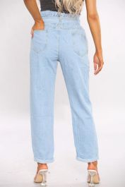 Paperbag Wide Leg Jeans In Light Blue