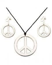 Wickedfun Peace Sign Hippie Necklace Silver