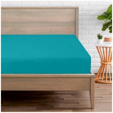 PERCALE FITTED SHEET TEAL