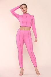 Pink Exposed Seam Co-Ord Set