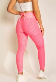 Pink Knotted Waffle Sports Leggings