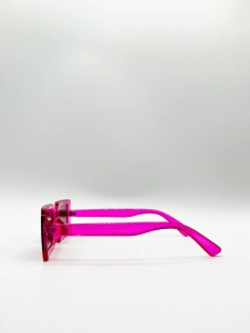 Pink Oversized Rectangle Sunglasses with Brown Lenses