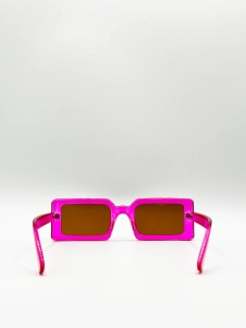 Pink Oversized Rectangle Sunglasses with Brown Lenses