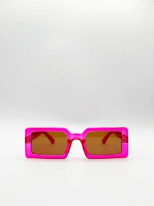 Pink Oversized Rectangle Sunglasses with Brown Lenses