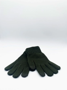 Plain Knitted Gloves in Khaki