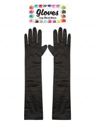 Plain Satin Long Gloves Black