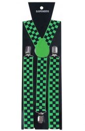 Wickedfun Police Black/Green Checkered Printed Braces (2.5 cm)