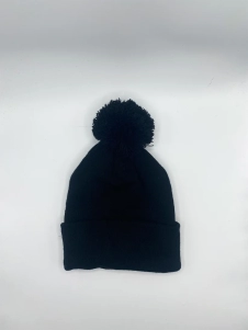 Pom Pom Beanie in Black