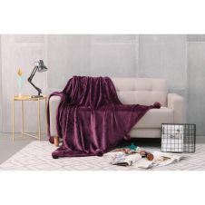 Pom Pom Throw Solid Aubergine