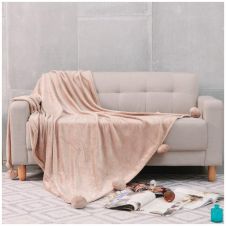 Pom Pom Throw Solid Mink