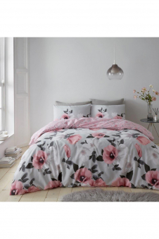 Printed Duvet Set 3d Digital Poppy Blush Pink