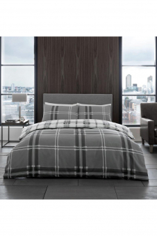 Printed Duvet Set Bardsley Check Grey