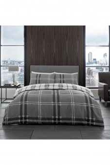 Printed Duvet Set Bardsley Check Grey