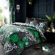 PRINTED DUVET SET DARK TROPICAL GREEN
