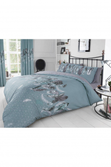 Printed Duvet Set Feathers Duck Egg