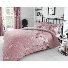 PRINTED DUVET SET FEATHERS PINK