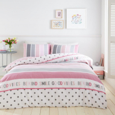 Printed Duvet Set Happy Thoughts Blush Pink/grey