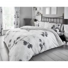 PRINTED DUVET SET HONESTY LEAF GREY