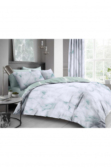 Printed Duvet Set Marble Duck Egg
