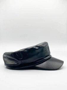 PU Leather Baker Boy In Black