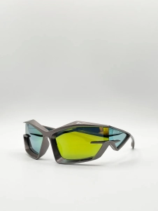 Racer style plastic frame sunglasses in multi
