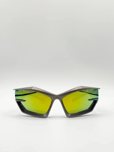 Racer style plastic frame sunglasses in multi