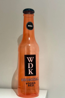 Red VODKA FT Plastic Bottle For Coins