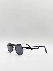 Retro Round Sunglasses in Black
