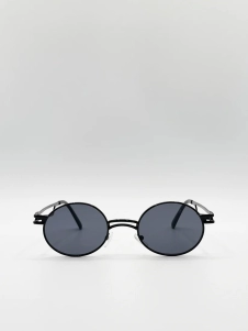 Retro Round Sunglasses in Black