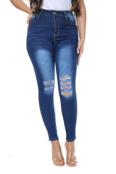 Ribbed Blue High waisted Jeans