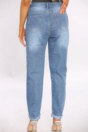 Ripped Denim Blue Mom Jeans