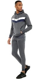 Smoke Men Chevron Contrast Panel Tracksuit Set