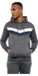 Smoke Men Chevron Contrast Panel Tracksuit Set