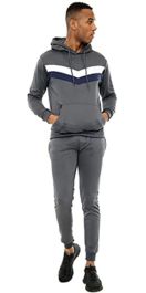 Smoke Men Chevron Contrast Panel Tracksuit Set