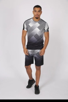 Steel Grey Men Contrast Panel Short set
