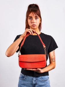 SVNX Croc PU Mini Pillow Bag with Flap in setting sun