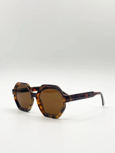 Tortoiseshell oversized Hexagon frame sunglasses